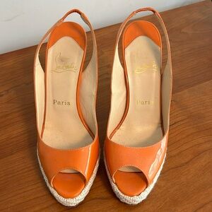Christian Louboutin Orange Espadrille Heels